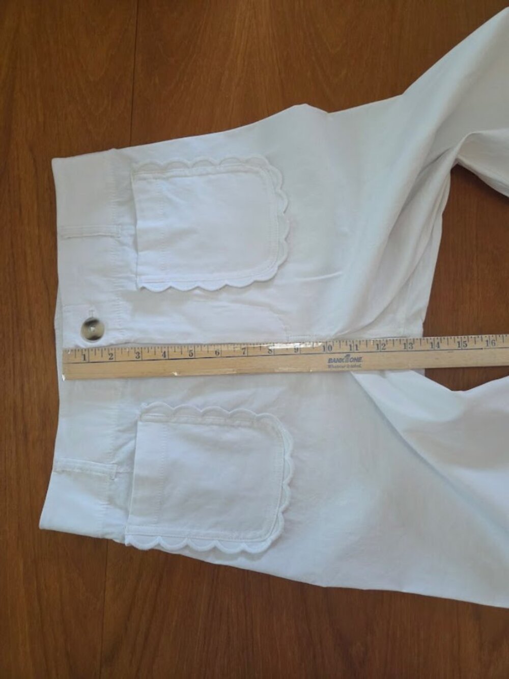 Maeve The Colette Magic Fabric Scallop Pocket Pants Wide Leg High Rise White 28 - Picture 12 of 13